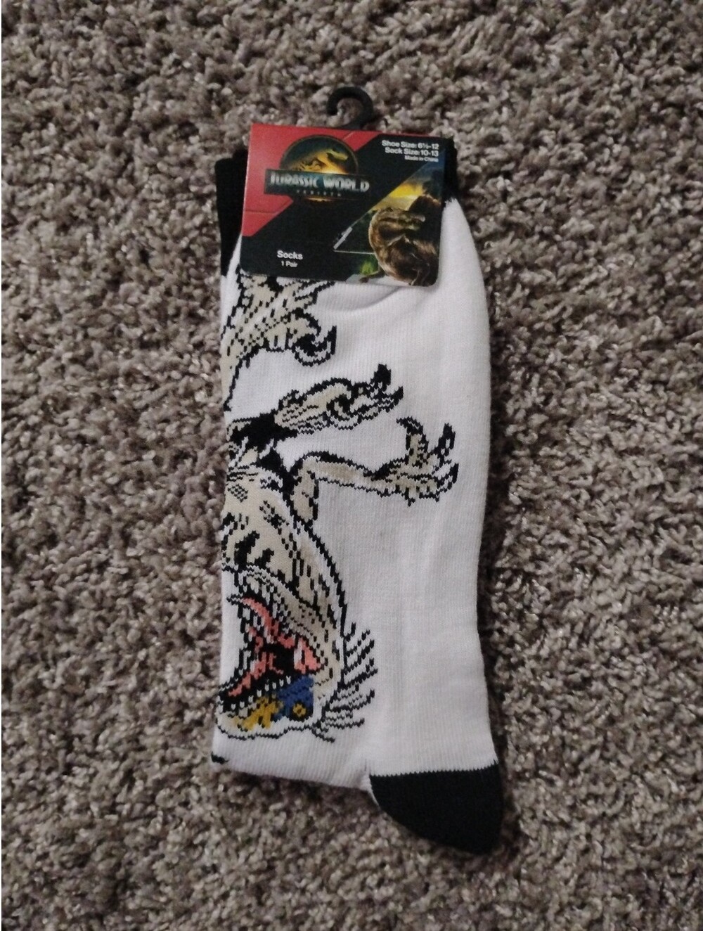 Jurassic World Dinosaur Crew Socks (1 Pair) – Brand New with Tags